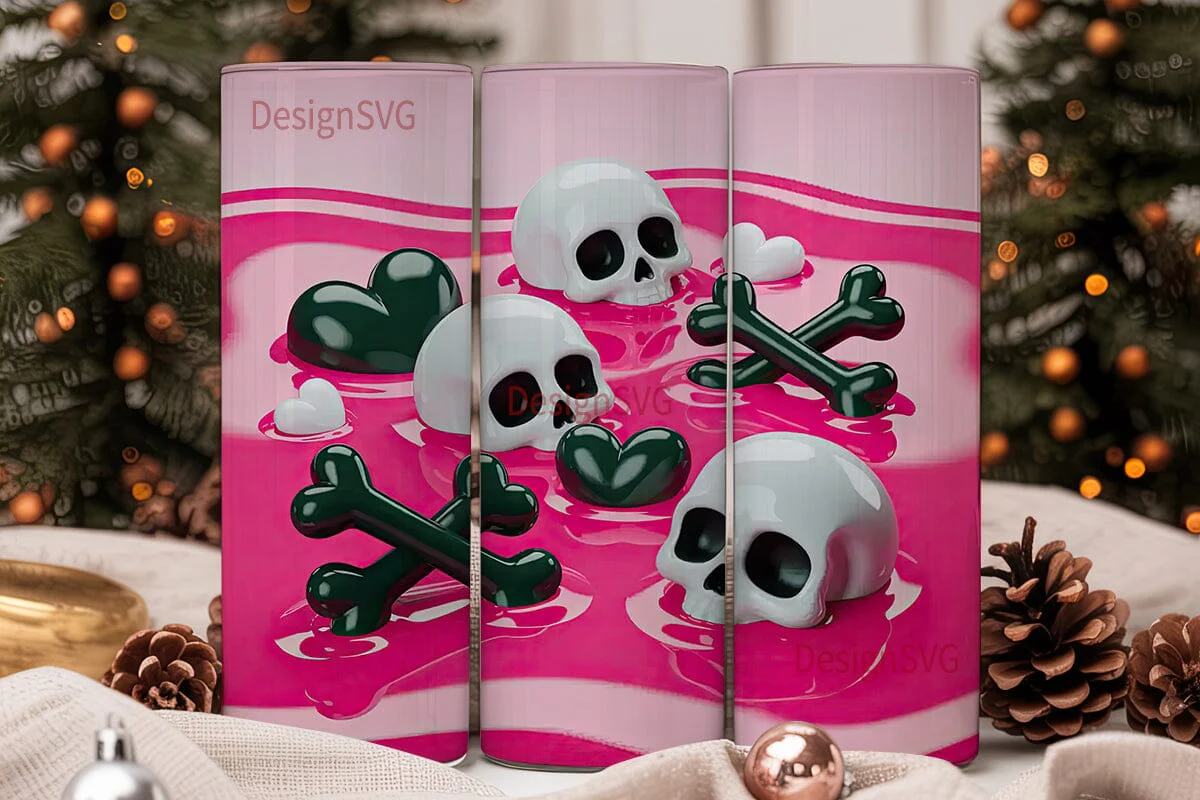 Pink Skull 20oz Tumbler Wrap - Image 2