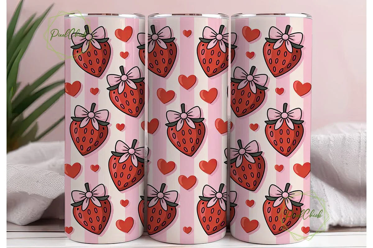 Pink Strawberry Tumbler Wrap - Image 3