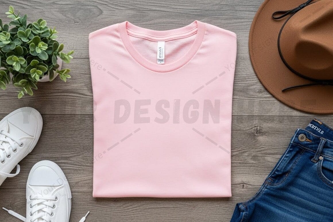 Pink t-shirt mockup design