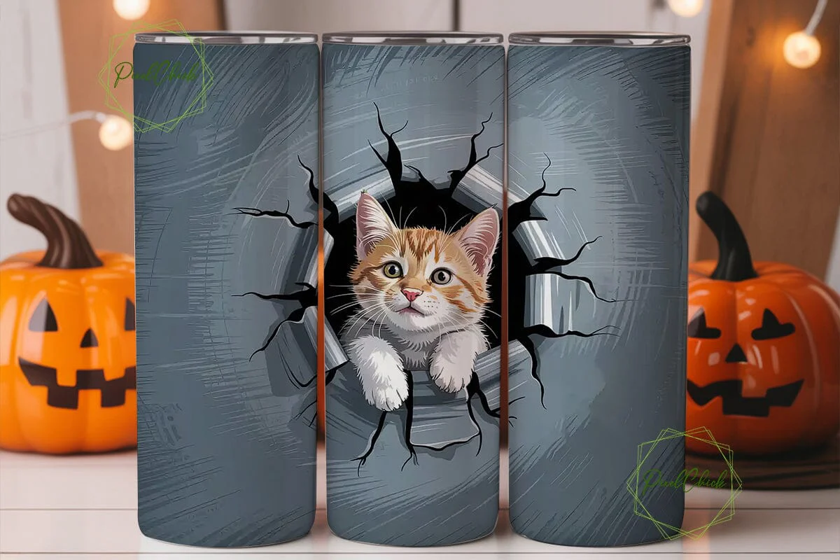 Playful Cat Tumbler Wrap PNG - Image 3