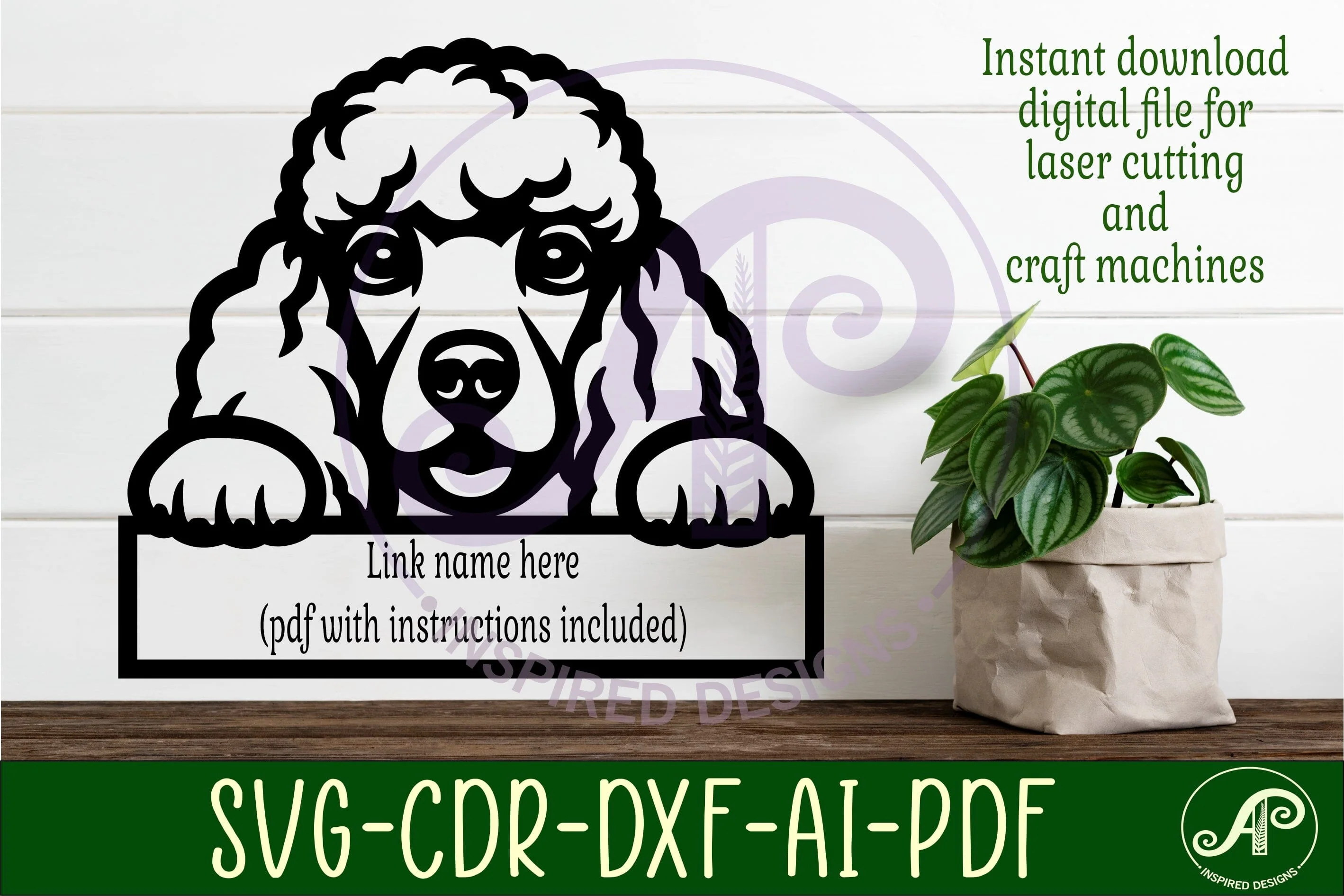Poodle dog name sign svg laser cut file - Image 2