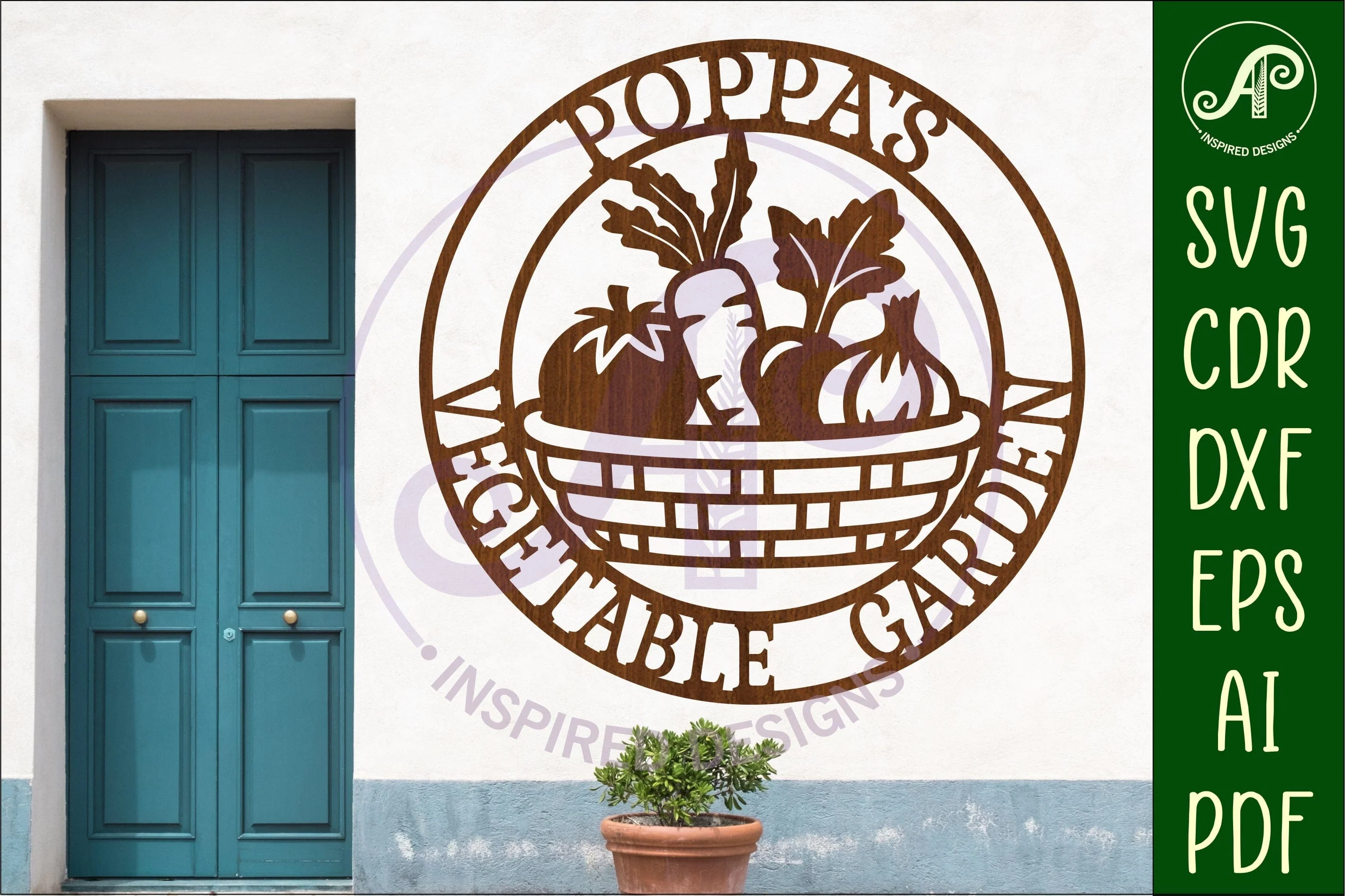 Poppa's Vegetable Garden Sign SVG, Laser Cut Vegetable