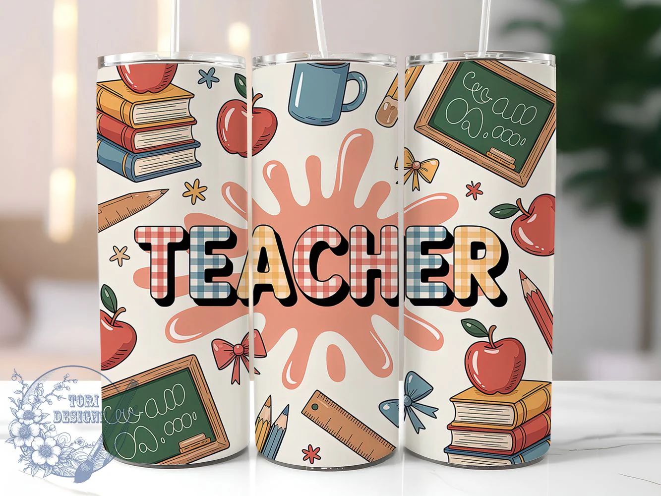 Preppy Doodle Teacher Tumbler, Doodle Art, Teacher Theme, Classroom Vibes, Fun Design, 20Oz Tumbler, Sublimation Wrap