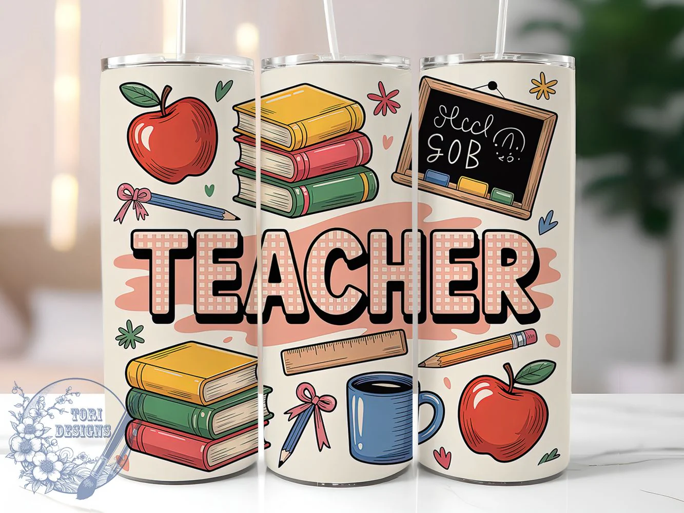 Preppy Doodle Teacher Tumbler, Doodle Art, Teacher Theme, Classroom Vibes, Fun Design, 20Oz Tumbler, Sublimation Wrap
