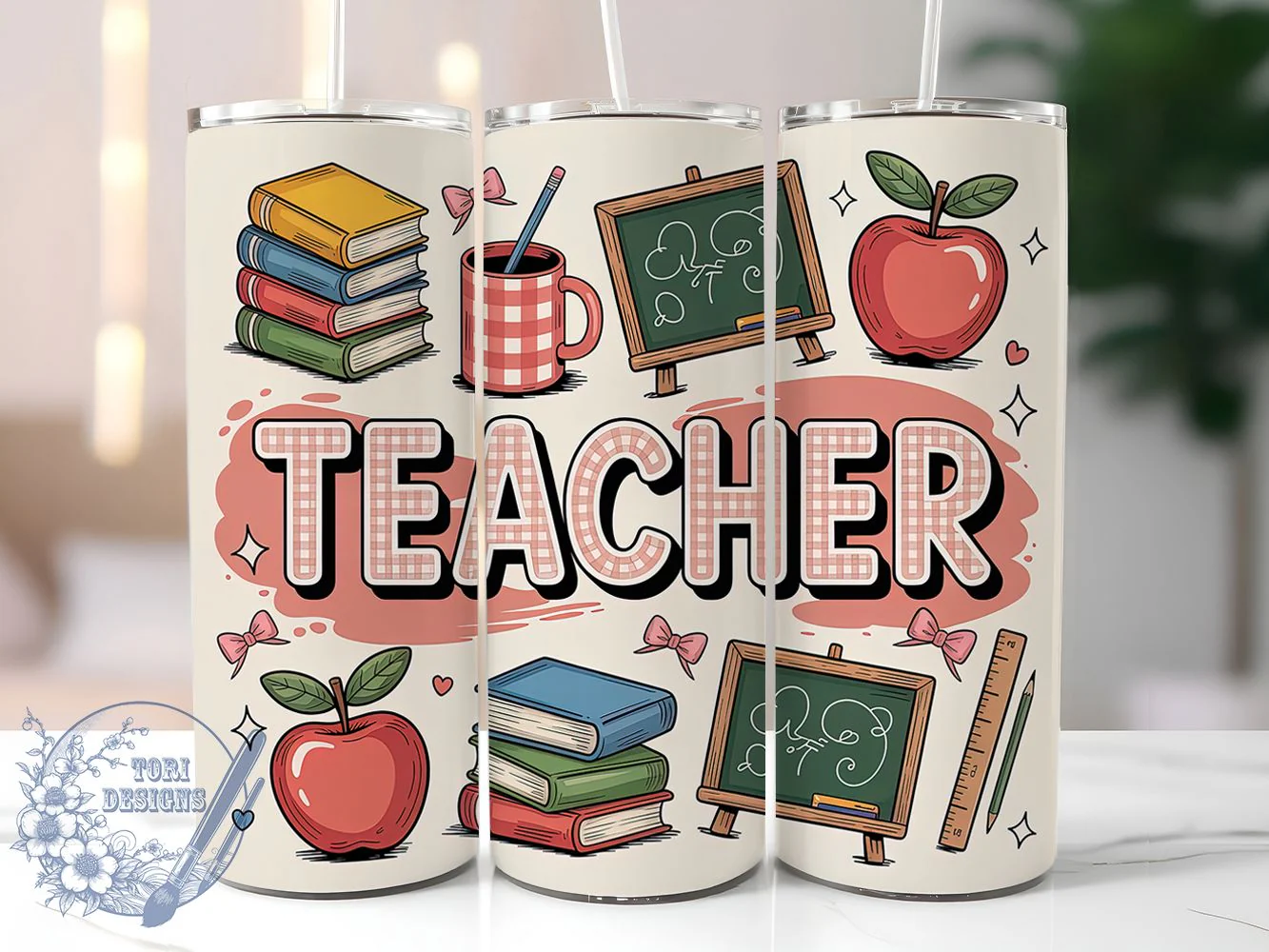 Preppy Doodle Teacher Tumbler, Doodle Art, Teacher Theme, Classroom Vibes, Fun Design, 20Oz Tumbler, Sublimation Wrap