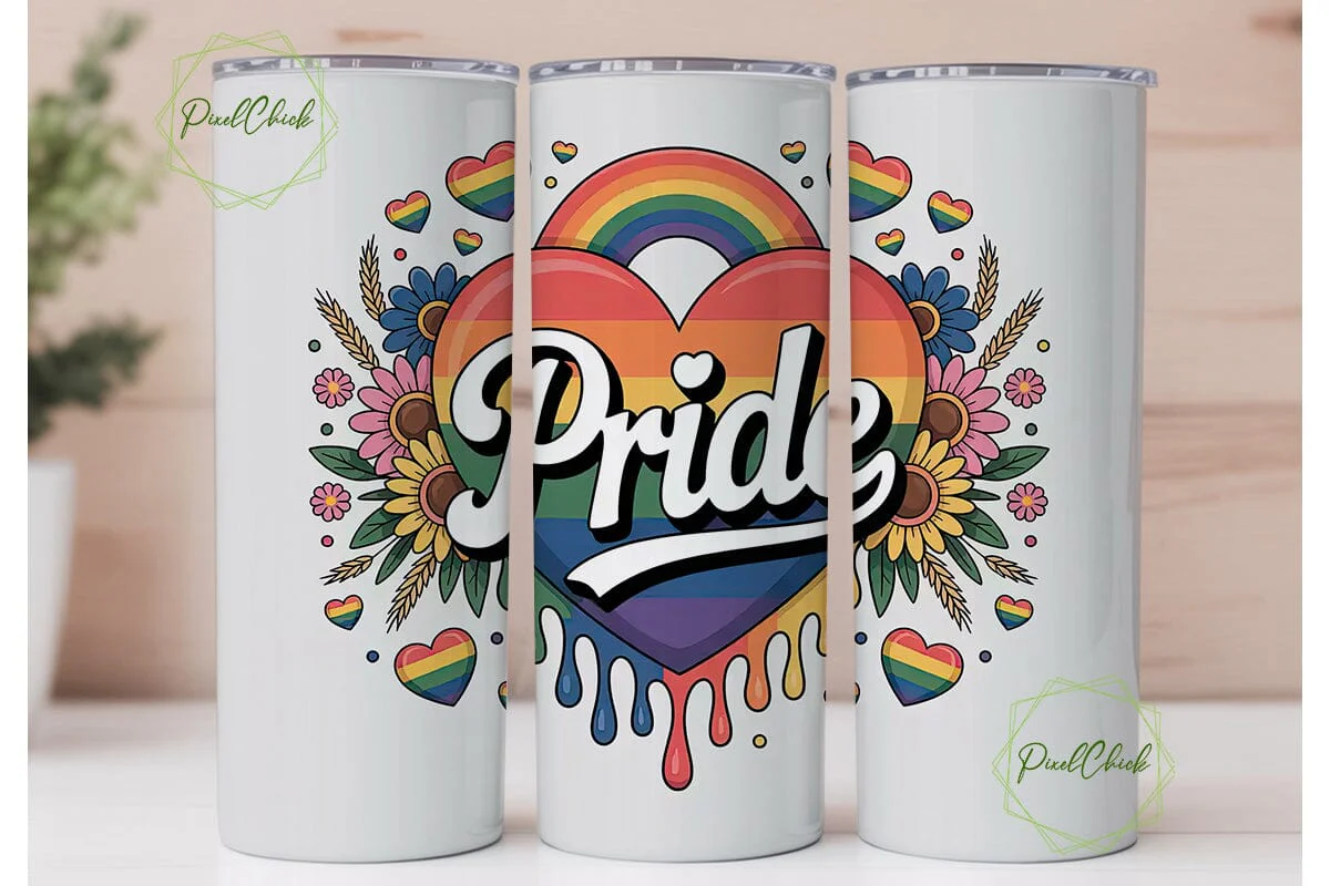 Pride Rainbow Heart 20oz Tumbler Wrap
