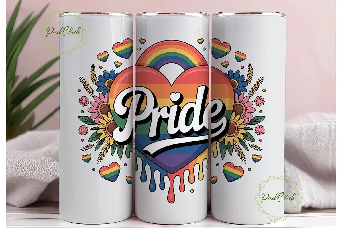 Pride Rainbow Heart 20oz Tumbler Wrap - Image 3