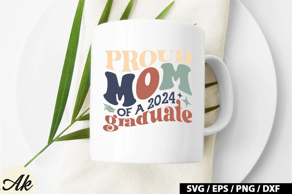 Proud mom of a 2024 graduate Retro SVG - Image 2