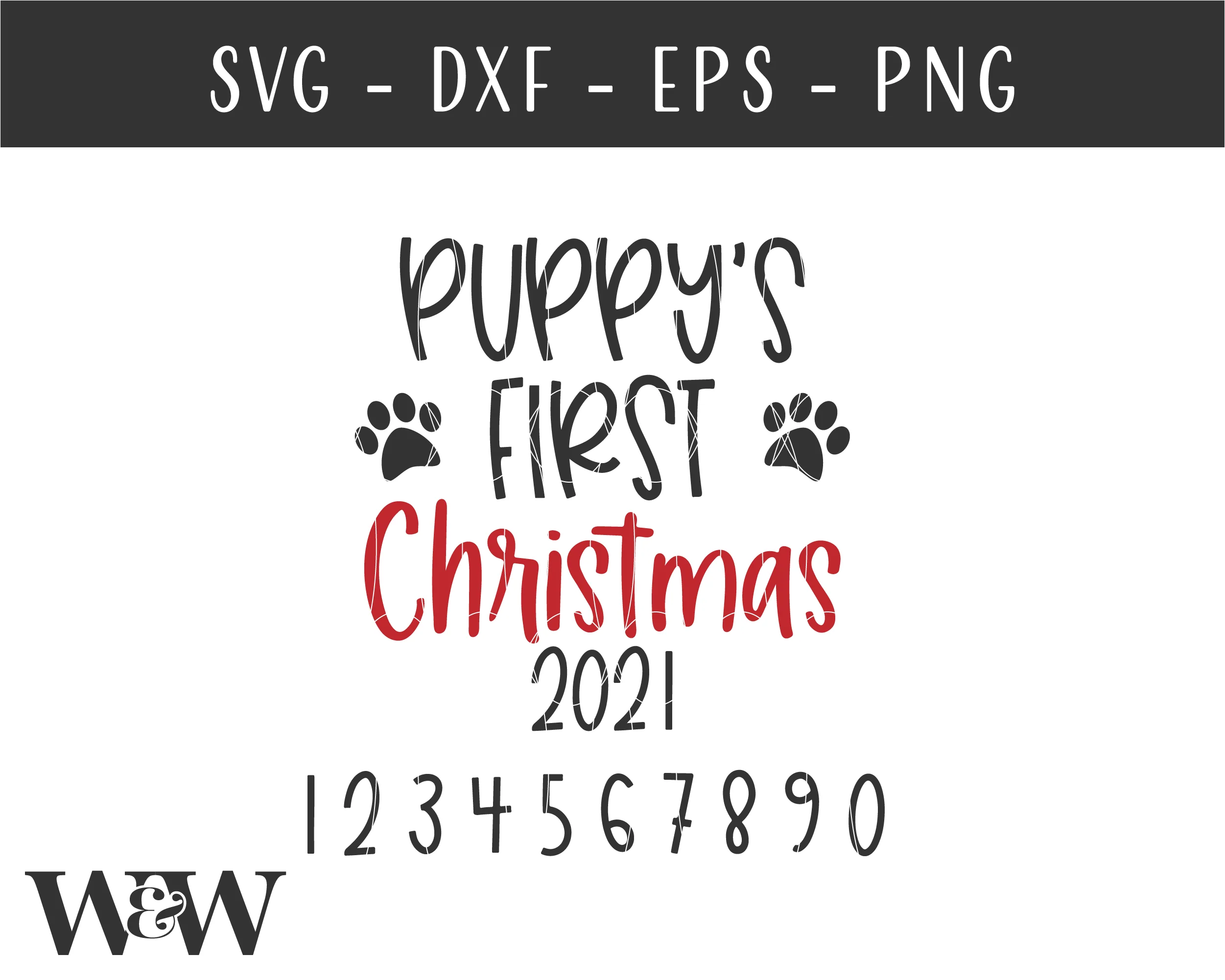 Puppy's First Christmas 2021 SVG | Pets Xmas Ornament SVG - Image 2