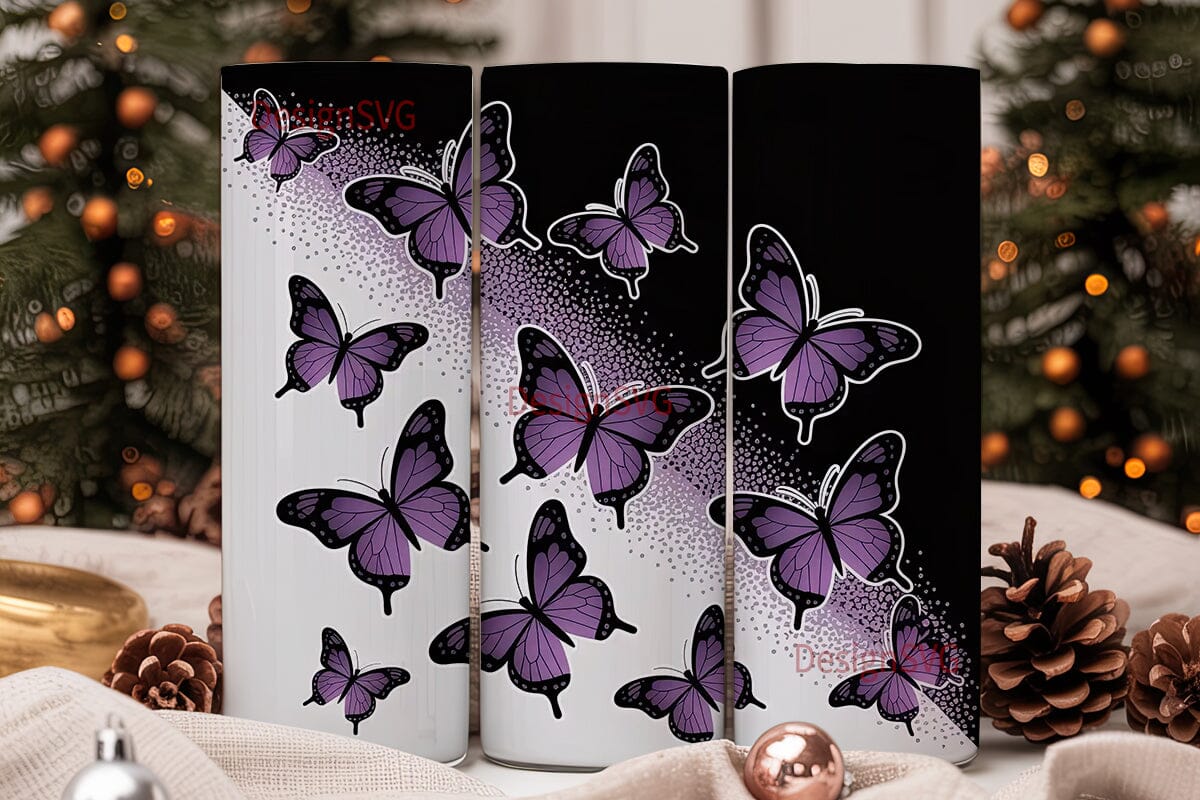 Purple Butterfly Glitter 20oz Tumbler - Image 2