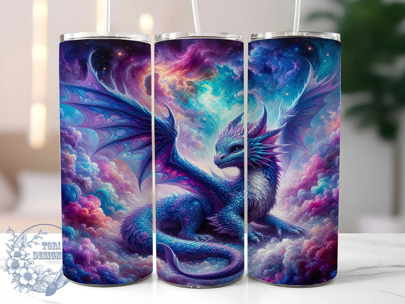 Purple Fantasy Dragon Tumbler, Fantasy Theme, Mystical Art, Bold Design, Whimsical Style, 20Oz Tumbler, Sublimation Wrap