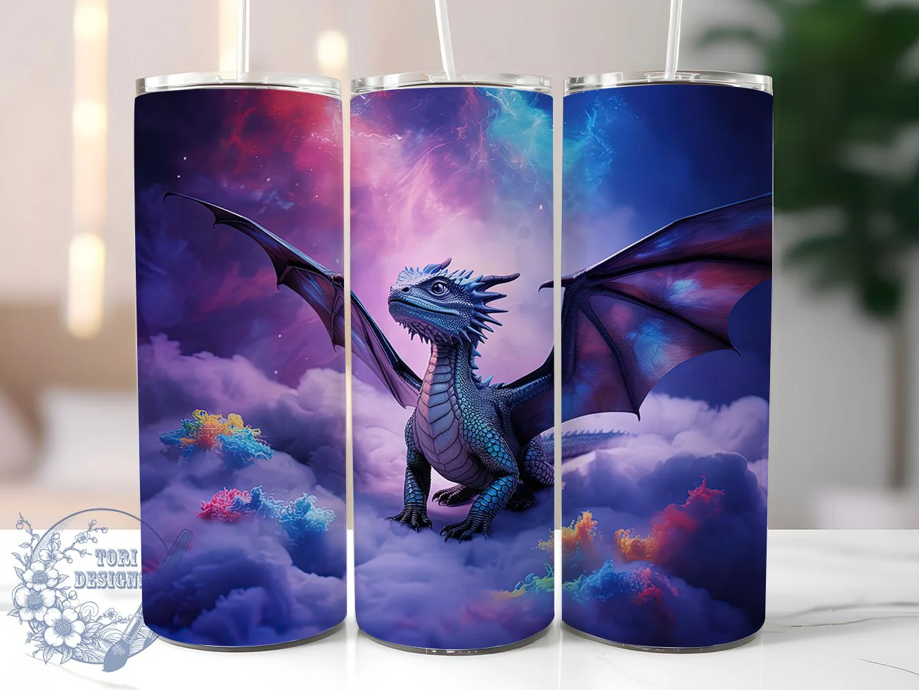 Purple Fantasy Dragon Tumbler, Fantasy Theme, Mystical Art, Bold Design, Whimsical Style, 20Oz Tumbler, Sublimation Wrap