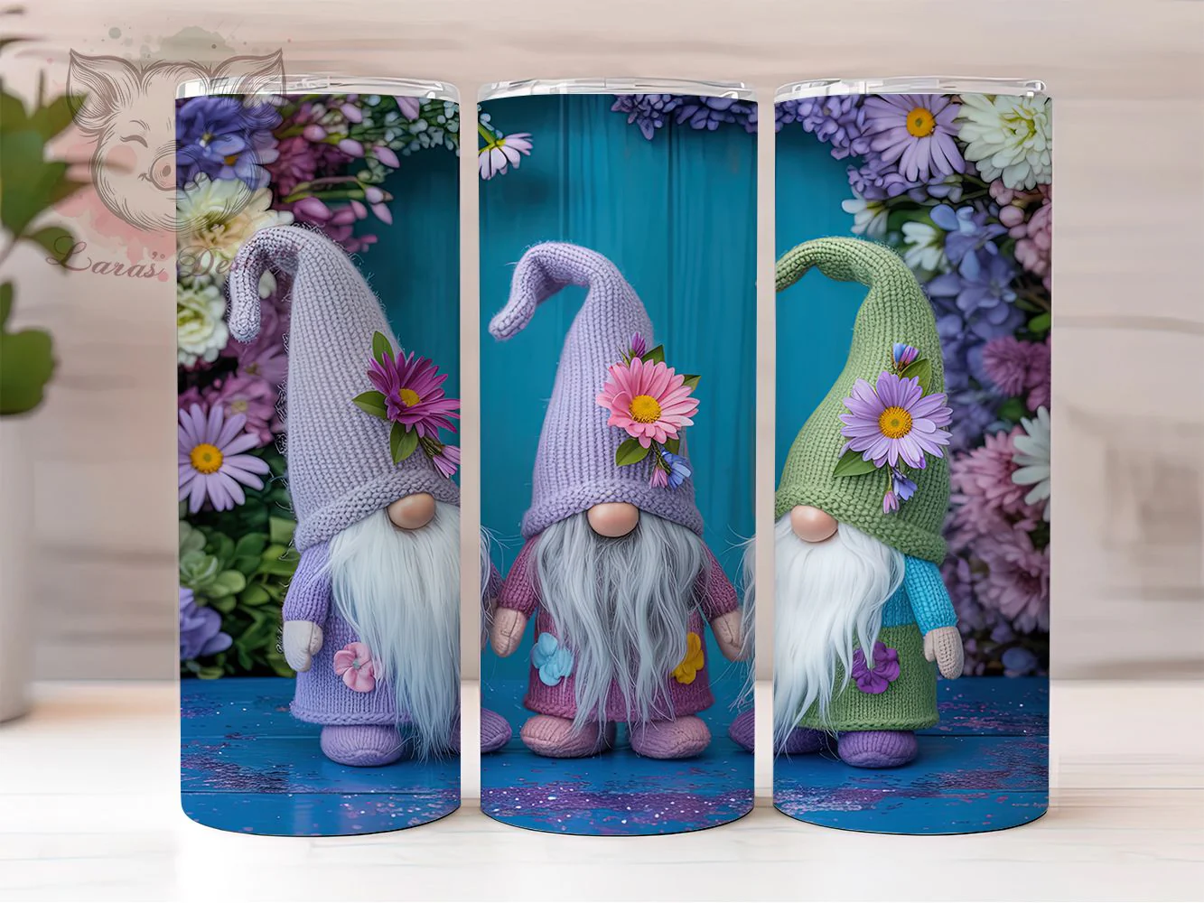 Purple Flower Spring Gnome Tumbler, Cute Gnome Tumbler, Stylish 20oz Wrap, Sublimation Design, Trendy Gift Idea, Floral Gnome Wrap, Festive Spring Tumbler