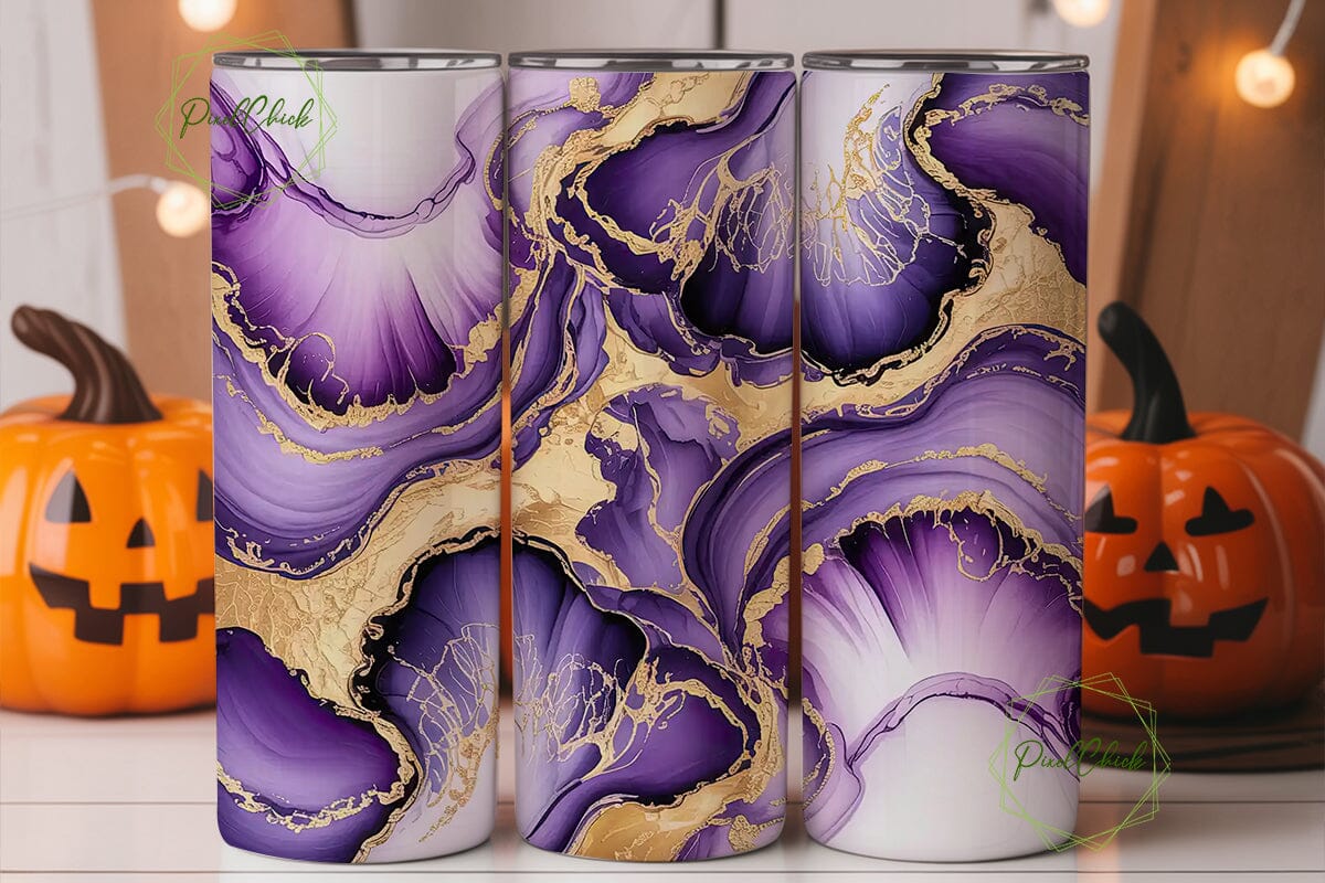 Purple Gold Marble 20oz Tumbler Wrap - Image 2