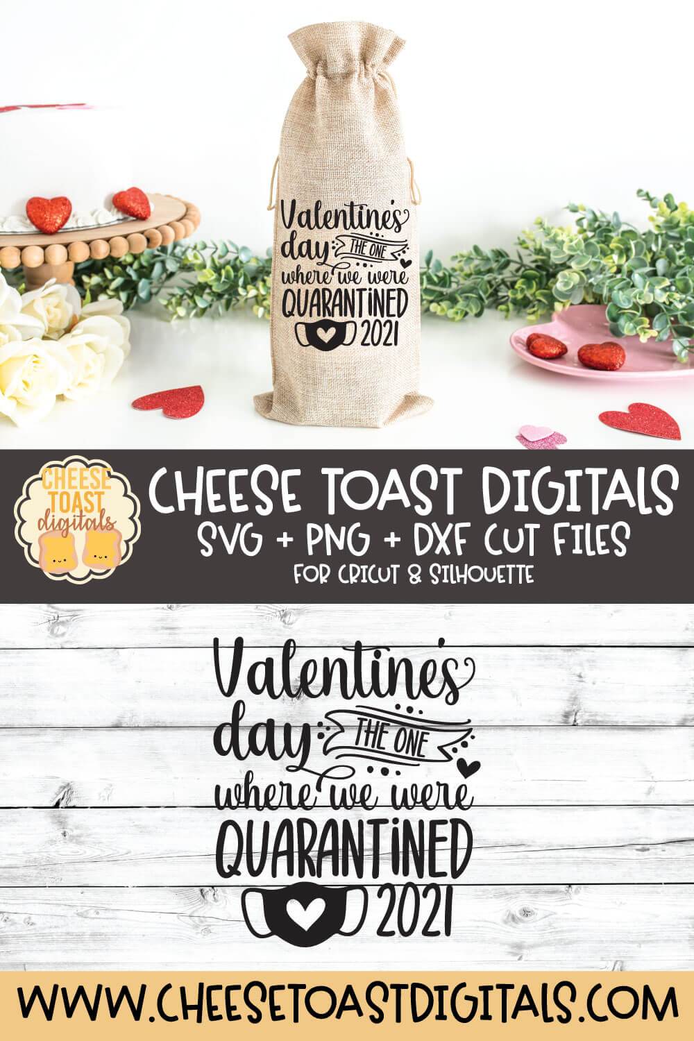 Quarantine Valentine Wine Bag SVG | Valentine's Day The One Where We Were Quarantined 2021 - Image 2