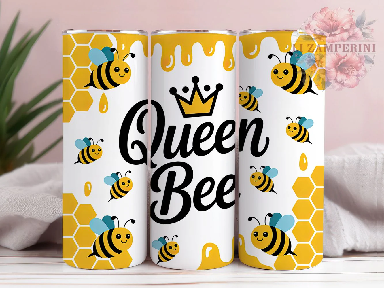 Queen Honey Bee Tumbler, Bee Tumbler Design, Honey Bee Wrap, Stylish 20oz Wrap, Sublimation Design, Trendy Gift Idea, Inspirational Nature Tumbler