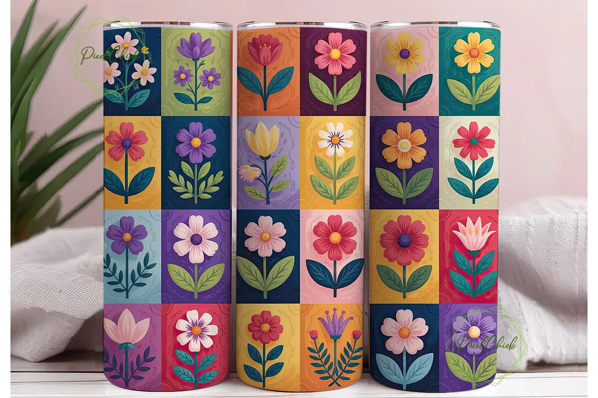 Quilted Floral Patchwork 20oz Tumbler - Image 3