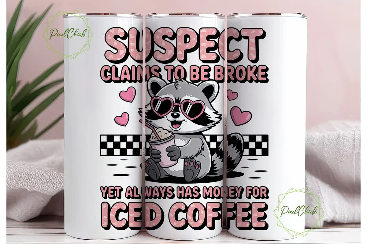Raccoon Iced Coffee 20oz Tumbler Wrap - Image 3