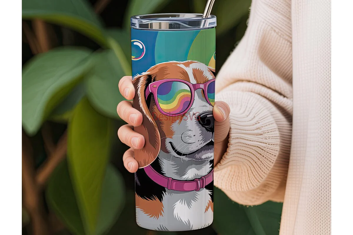 Rainbow Beagle 20oz Tumbler Wrap - Image 3