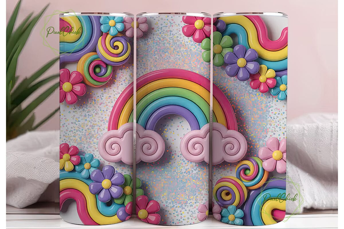 Rainbow Candy Swirls 20oz Tumbler Wrap - Image 3