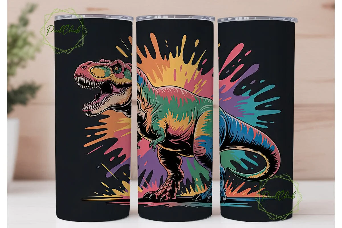 Rainbow Dinosaur Tumbler Wrap