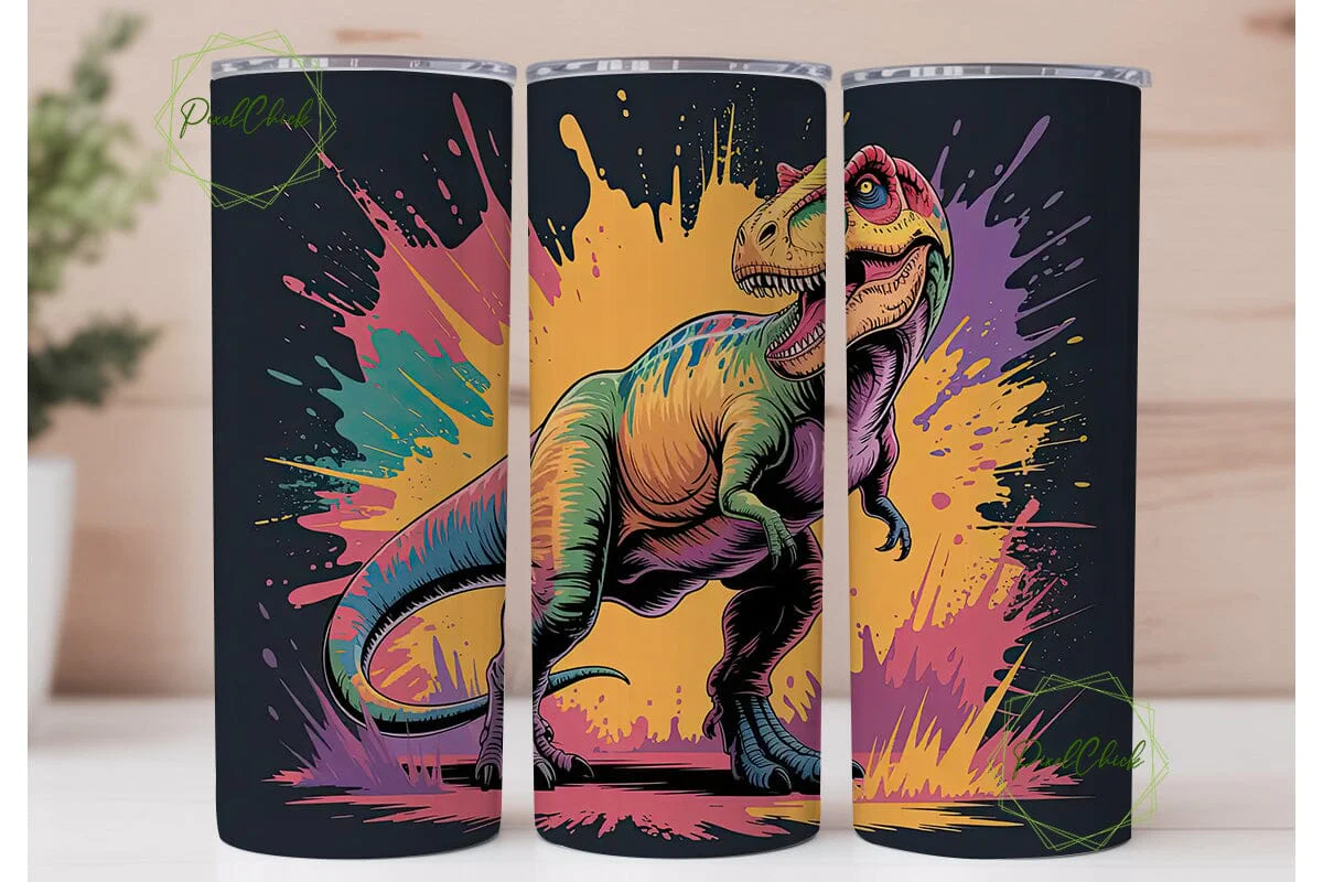 Rainbow Dinosaur Tumbler Wrap