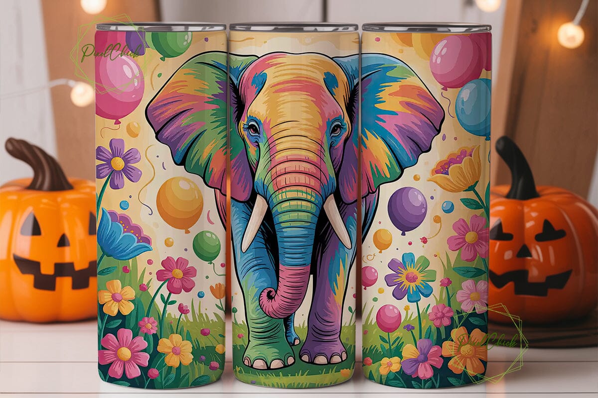 Rainbow Elephant 20oz Tumbler Wrap - Image 3