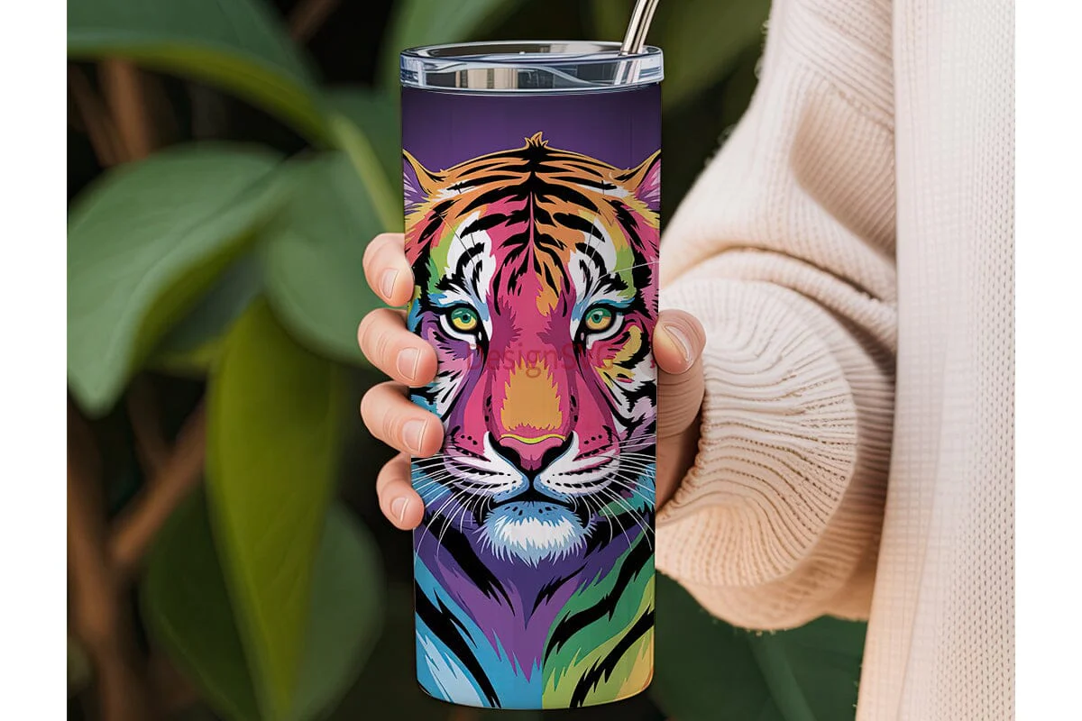 Rainbow Tiger 20oz Tumbler Wrap - Image 3