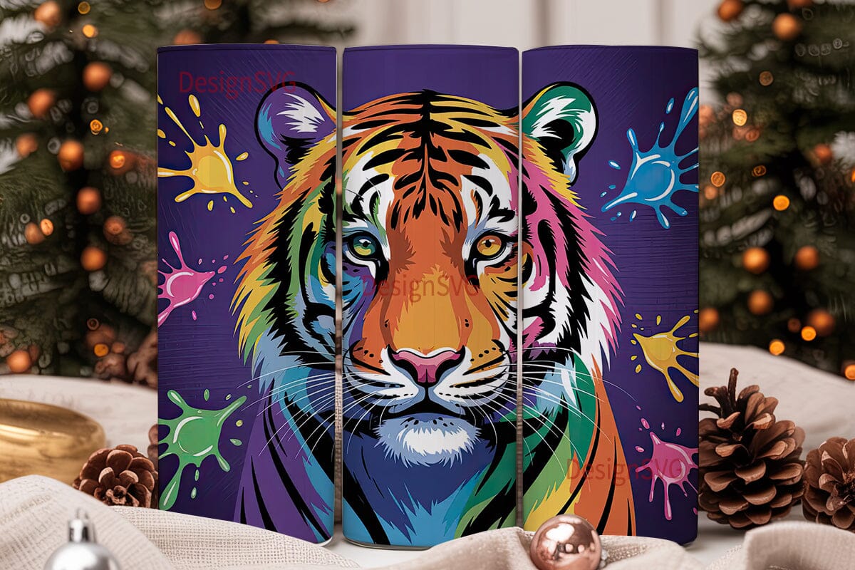 Rainbow Tiger 20oz Tumbler Wrap - Image 2