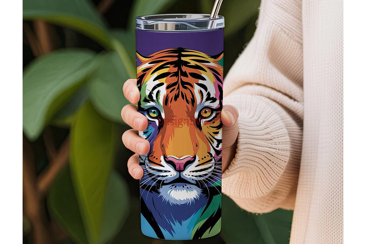 Rainbow Tiger 20oz Tumbler Wrap - Image 3