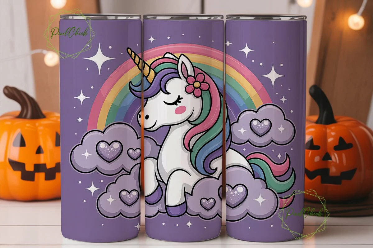 Rainbow Unicorn Dream 20oz Tumbler Wrap - Image 2