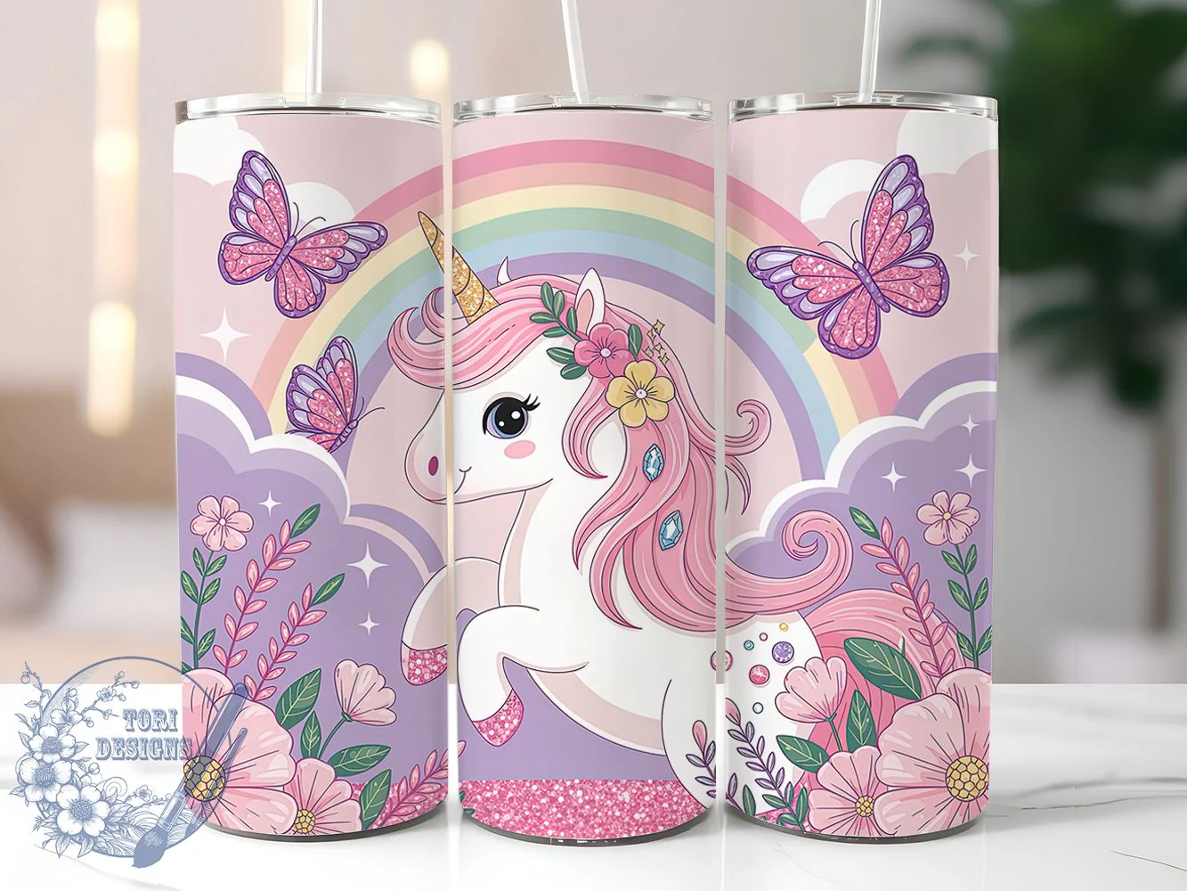 Rainbow Unicorn Fantasy Tumbler, Rainbow Horse, Anime Style, Fantasy Design, Tumbler Wrap, Sublimation Design, 20oz Tumbler