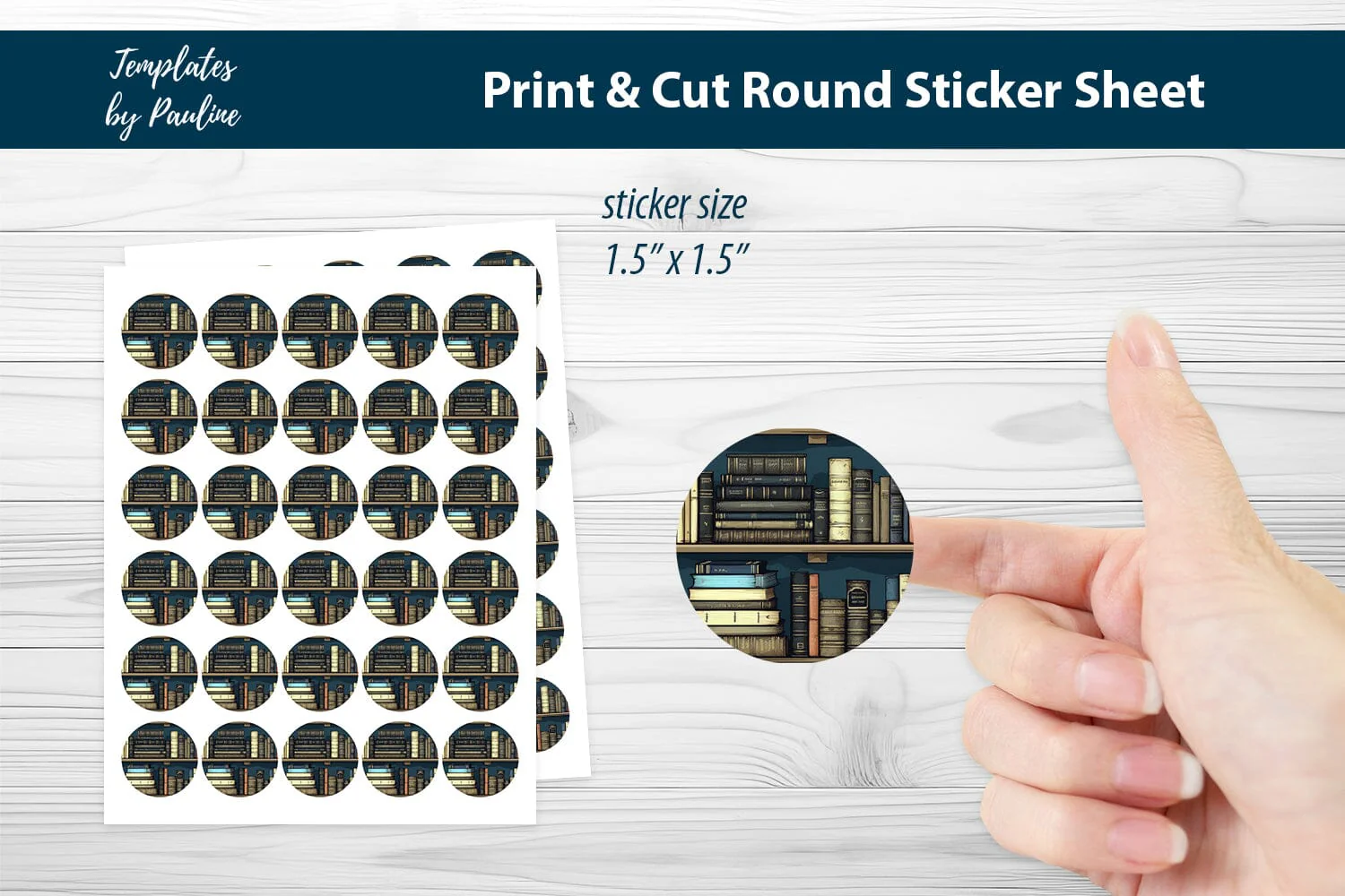 Reader Round Sticker Sheet, Book Digital Sticker