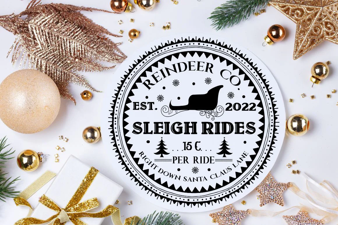 Reindeer co. Sleigh rides 15 C per ride est 2022 right down santa claus lane SVG - Image 2