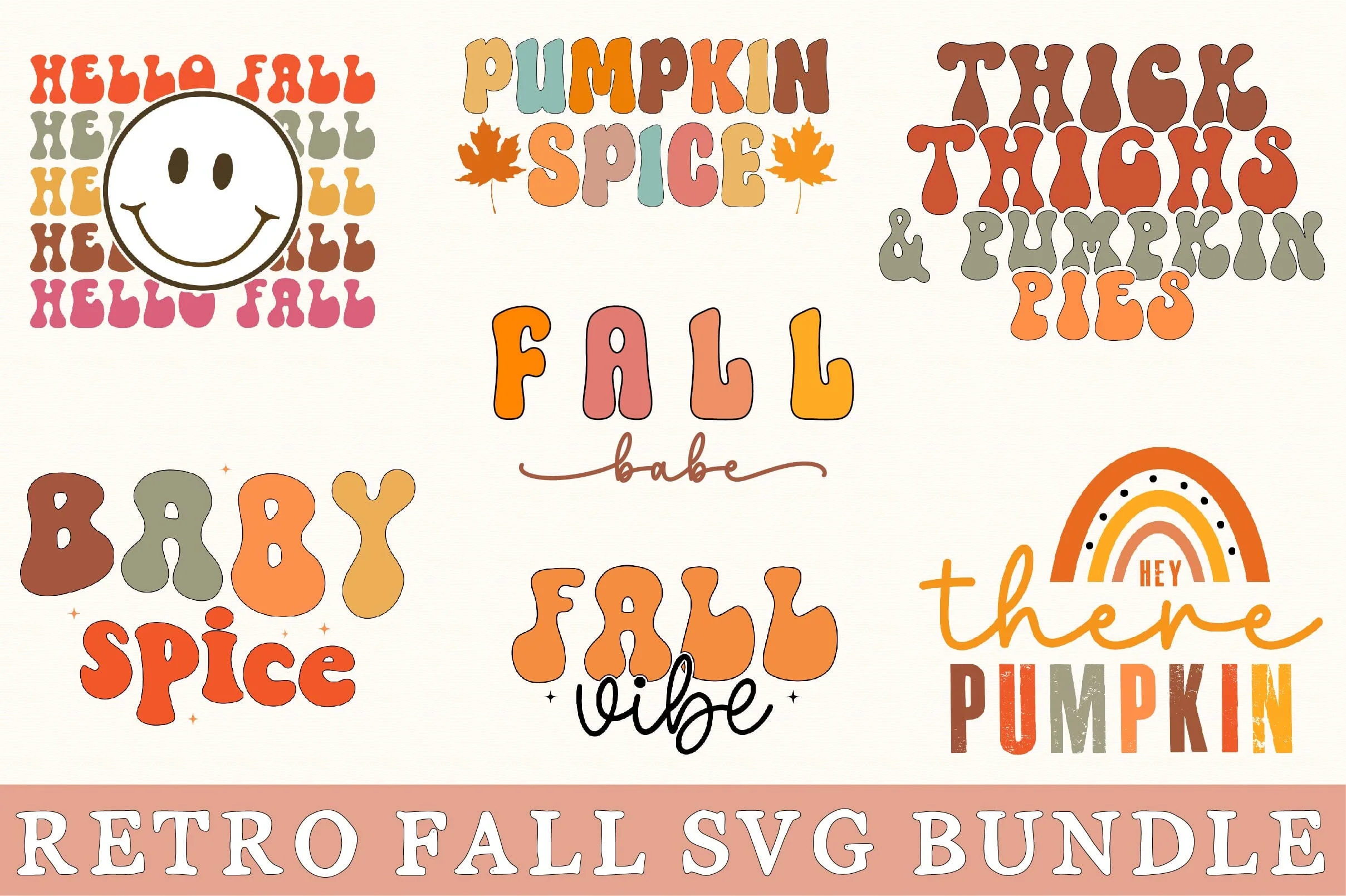 Retro Fall Svg Bundle