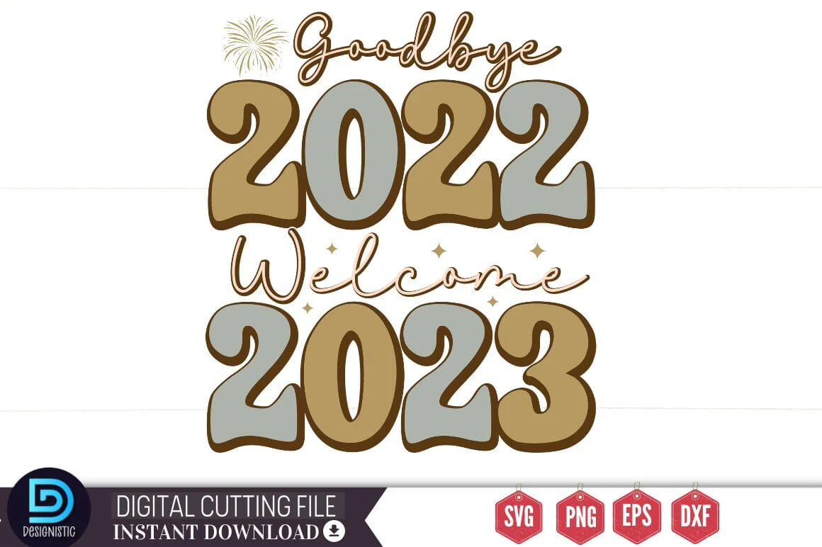 Retro Happy New Year 2023 SVG Bundle - Image 3