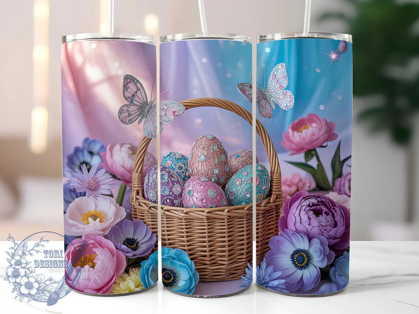 Rhinestone Jeweled Easter Egg Tumbler, Jeweled Egg Tumbler, Floral Basket Wrap, Stylish 20oz Wrap, Sublimation Design, Trendy Gift Idea, Inspirational Easter Tumbler