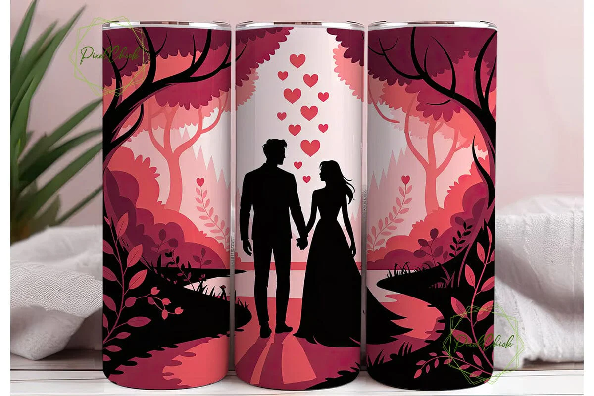 Romantic Couple Silhouette 20oz Tumbler - Image 3
