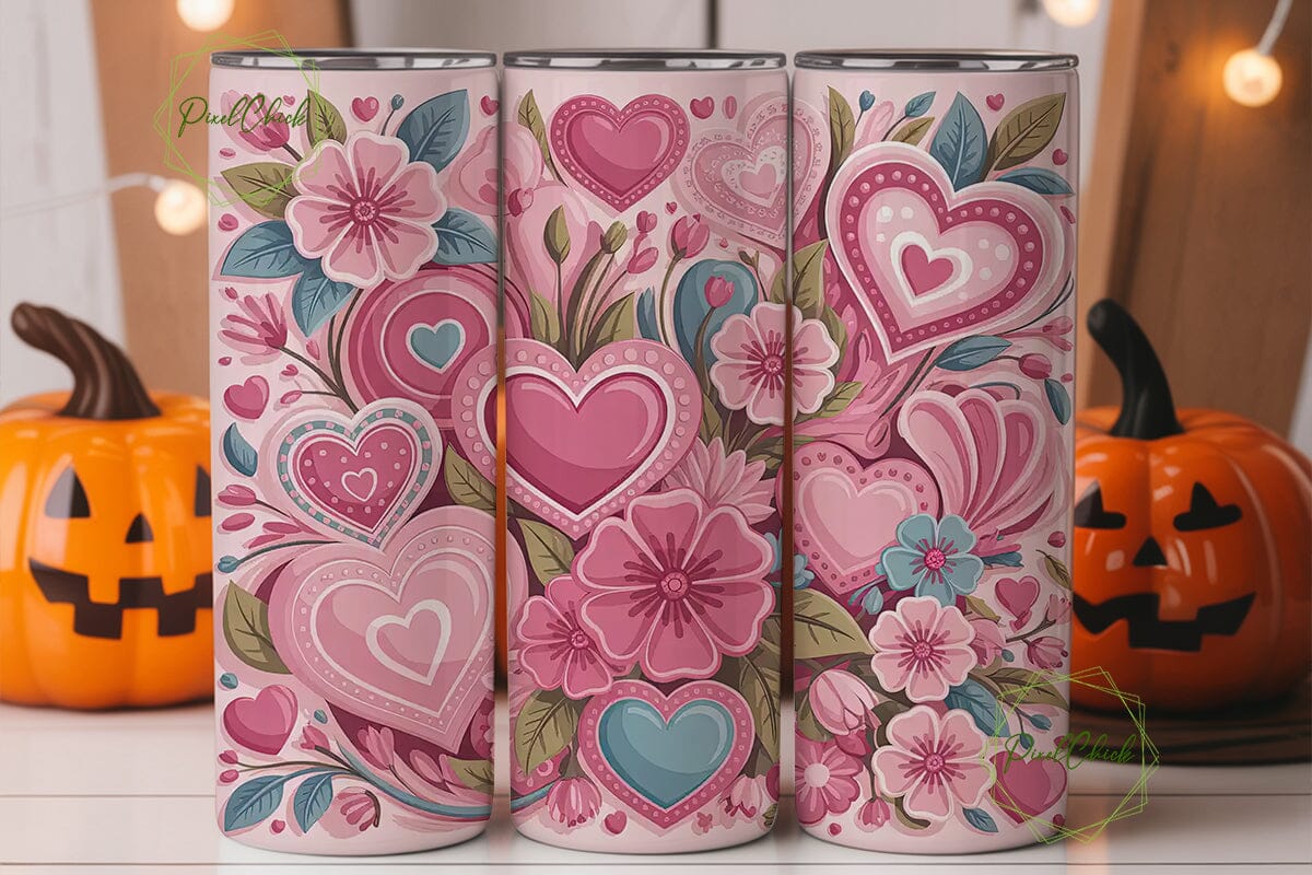 Romantic Pink Floral 20oz Tumbler Wrap - Image 2