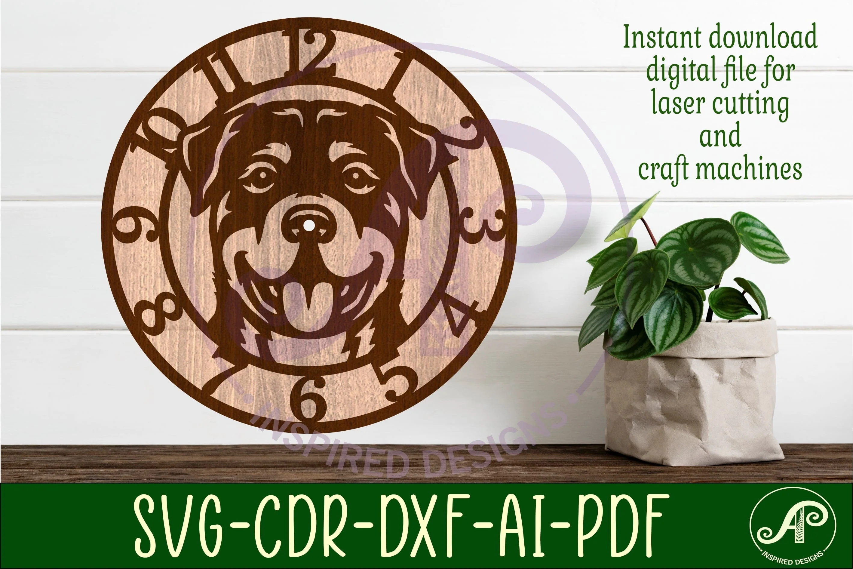 Rottweiler dog clock wall clock laser cut file - Image 3