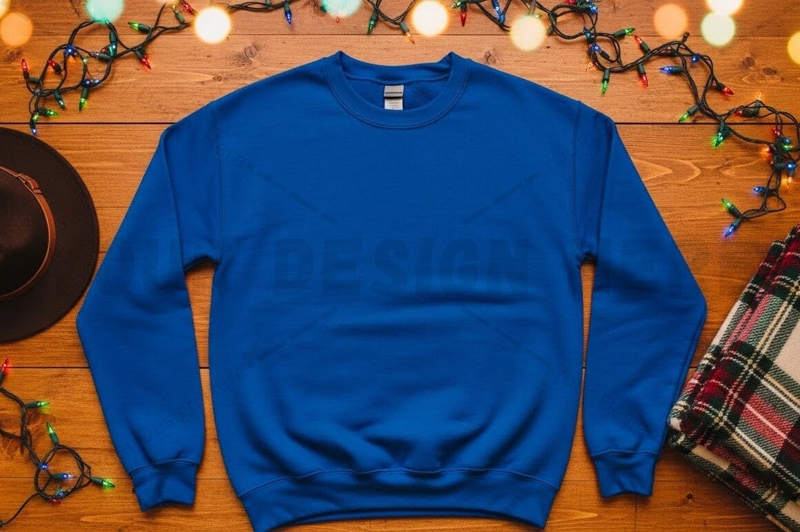 Royal blue crew neck sweatshirt mockup