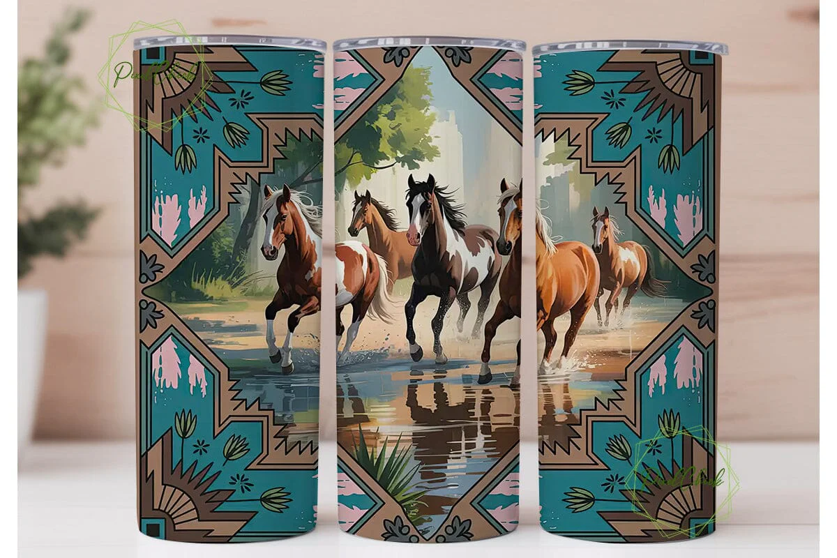 Running Horses Tumbler Wrap 20oz - Image 2