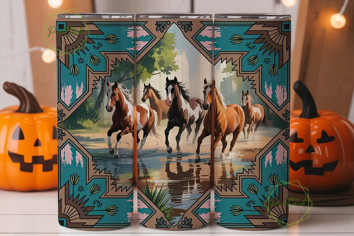 Running Horses Tumbler Wrap 20oz - Image 3