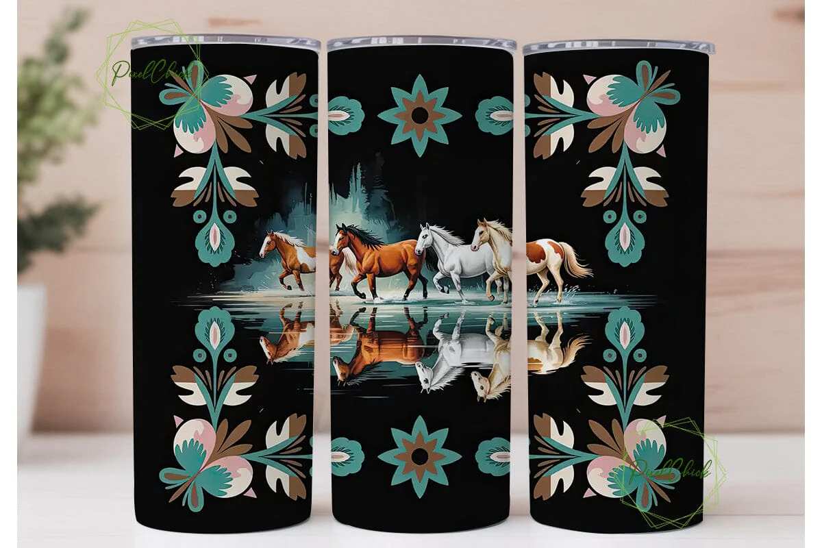 Running Horses Tumbler Wrap 20oz - Image 2