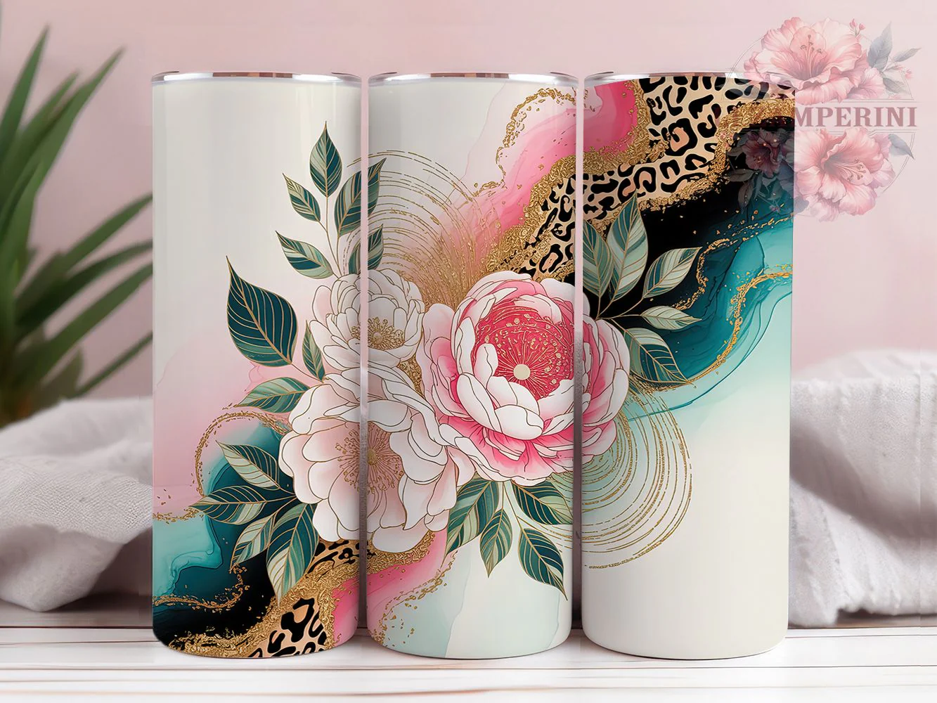 Rustic Boho Leopard Floral Tumbler, Boho Western Tumbler, Rustic Leopard Wrap, Whimsical Floral Wrap, Artistic Boho Wrap, Sublimation Design, Trendy Gift Idea