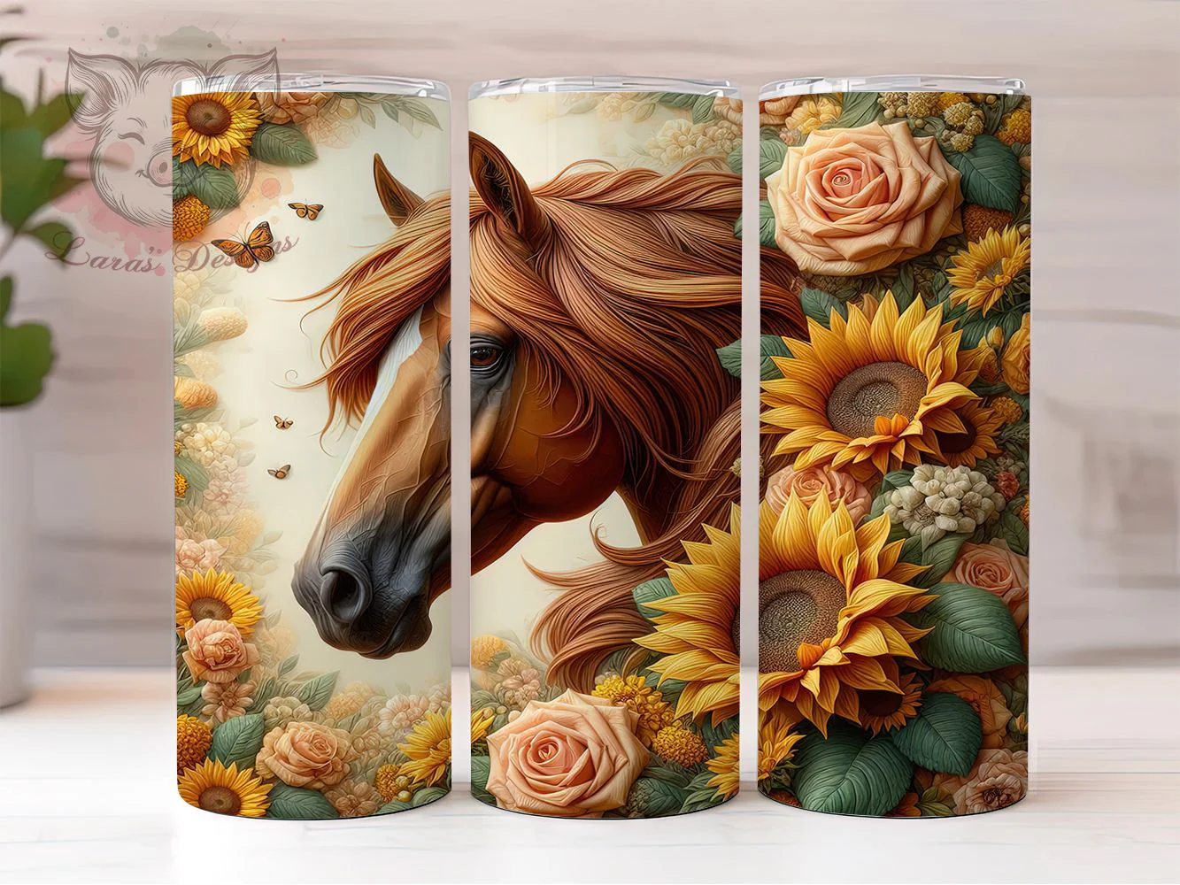 Rustic Boho Western Horse Tumbler, Farm Animal Tumbler, Rustic Ranch Wrap, Brown Horse Wrap, Western Style Wrap, Sublimation Design, Trendy Gift Idea
