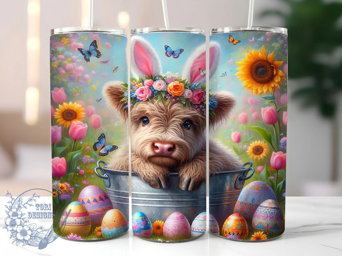 Rustic Easter Highland Cow Tumbler, Easter Cow Tumbler, Cute Cow Wrap, Rustic Cow Wrap, Festive Easter Wrap, Sublimation Design, Trendy Gift Idea