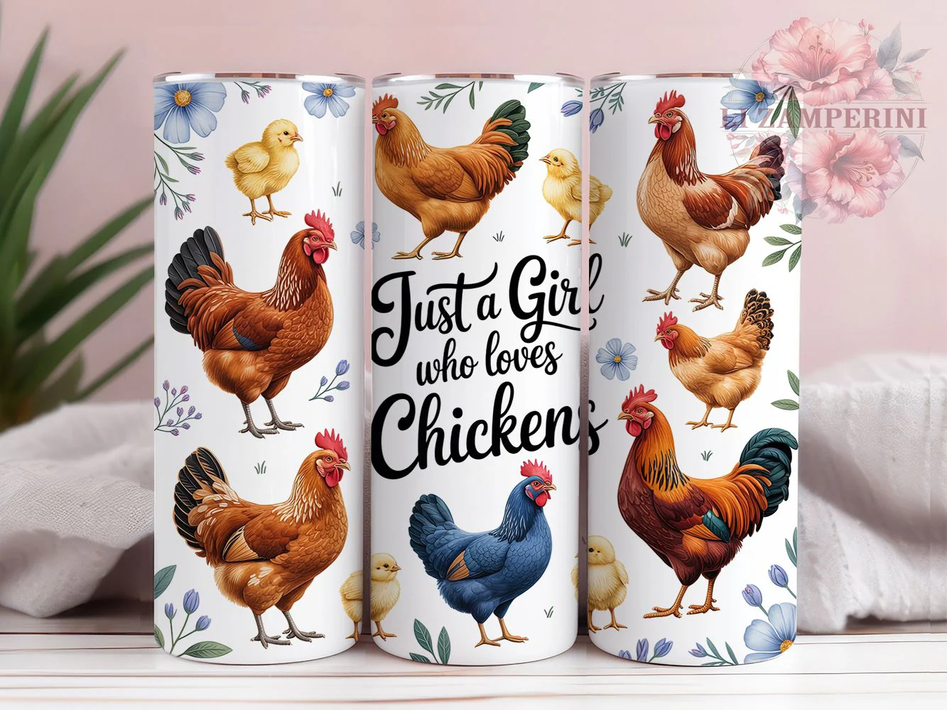 Rustic Farm Girl Chicken Tumbler, Farm Girl Tumbler, Rustic Chicken Wrap, Whimsical Chicken Wrap, Country Farm Animal Wrap, Sublimation Design, Trendy Gift Idea