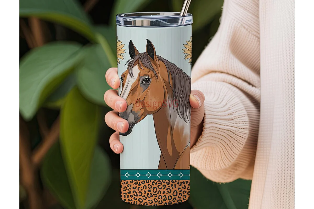 Rustic Floral Horse 20oz Tumbler Wrap - Image 3