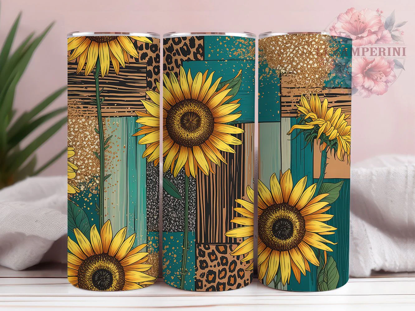 Rustic Sunflower Leopard Cowhide Tumbler, Leopard Print Tumbler, Rustic Cowhide Wrap, Sunflower Leopard Wrap, Country Cowhide Wrap, Sublimation Design, Trendy Gift Idea